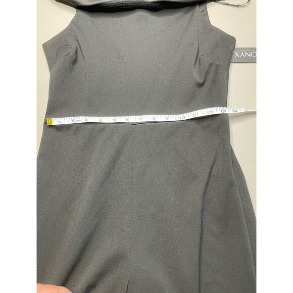 Onyx Nite Off Shoulder Jumpsuit Draped Bodice Wide Leg Back Zip Black 4 NWT - Picture 9 of 13